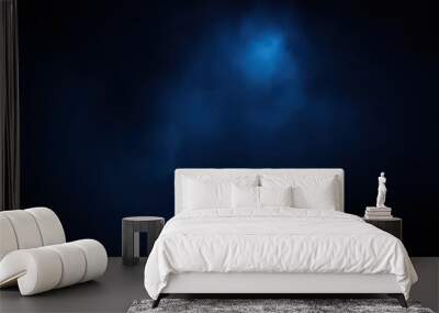 Abstract white spot light illuminating a cloud of smoke in a dark room, illuminated, misty Wall mural