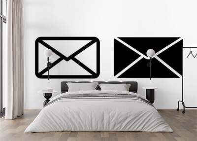 email icon black and white on isolated for communication  Wall mural