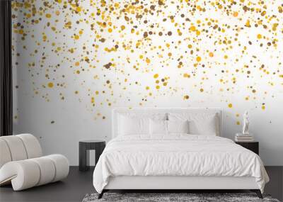 falling golden particles . gold sparkle . falling gold confetti luxury sparkling confetti on transparent background  Wall mural