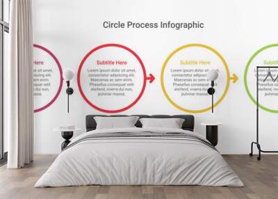 Circle process infographic with 4 steps. Wall mural