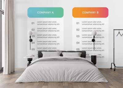 Company comparison infographic template design Wall mural