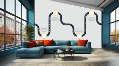 Roadmap Infographic with 6 steps process Wall mural