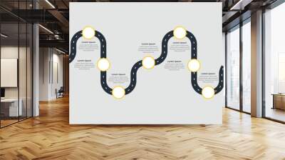 Roadmap Infographic with 7 steps process Wall mural