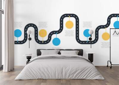 Roadmap process infographic with 7 steps Wall mural