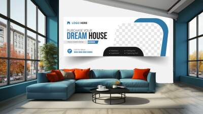 Dream home sale real estate facebook cover and web banner template. Modern abstract flat corporate real estate construction Facebook cover.
 Wall mural