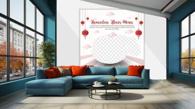 Special ramadan delicious iftar menu sale social media post or banner design template with moon, mosque, lantern and ornamental background. Wall mural