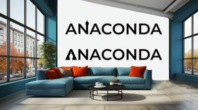 Anaconda logo, Vector Logo Illustration Anaconda, Simple flat vector sign, logo, symbol, print art illustration design. Logotype Wall mural