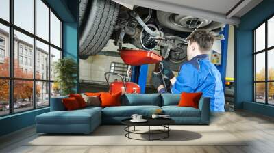 auto mechanic disassembling axle Wall mural