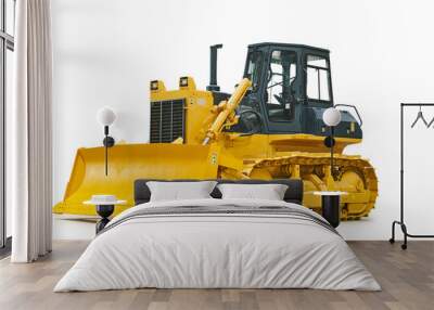 Bulldozer loader machine for earthmoving works on white Wall mural