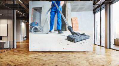 construction cleaning service. dust removal with vacuum cleaner Wall mural