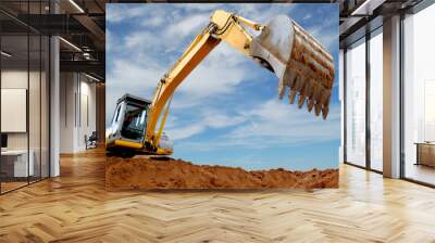 Excavator loader in sandpit Wall mural