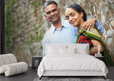 Happy indian adult people couple Wall mural