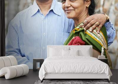 Happy indian adult people couple Wall mural