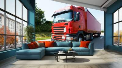 lorry truck on highway road Wall mural