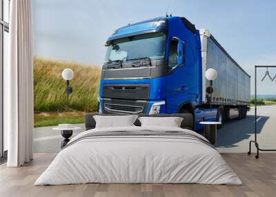 lorry with trailer driving on highway Wall mural