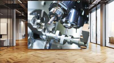 precision CNC metal machining by mill, drill and cutter Wall mural