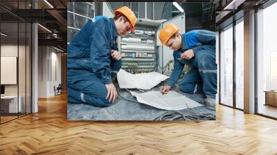 two electrician workers Wall mural