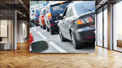 Urban traffic jam in a city street road Wall mural