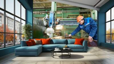 worker on granite manufacture Wall mural