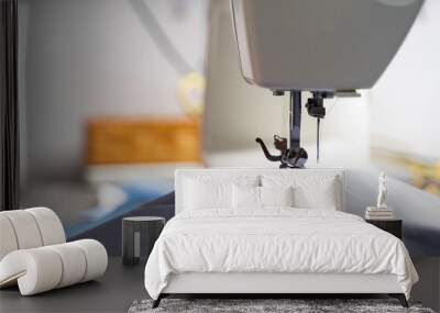 Electric sewing machine with fabric and thread Wall mural