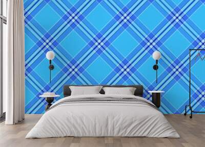 Plaid with twill weave repeat pattern.Gingham seamless pattern in brown and dark blue.Checkered tartan  Geometric graphic vector illustration background design for fabric and print. Wall mural