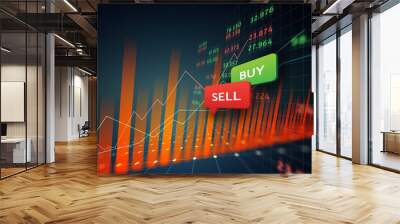 buy and sell icon on stock market or forex trading graph business concept with background Wall mural