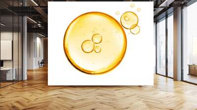 golden yellow bubble oil or serum isolated on white background Wall mural