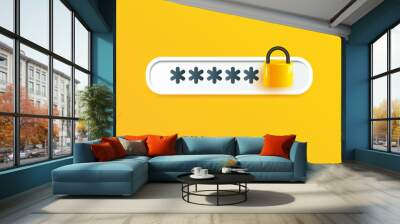 password protected icon on yellow backround. security sign or symbol design for mobile applications  Wall mural