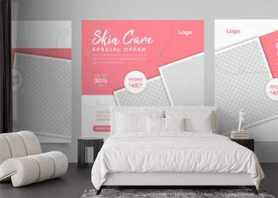 Beauty Center Makeup Social media post Banner Square Flyer Template Design Wall mural