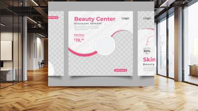 Beauty Center Makeup Social media post Banner Square Flyer Template Design Wall mural