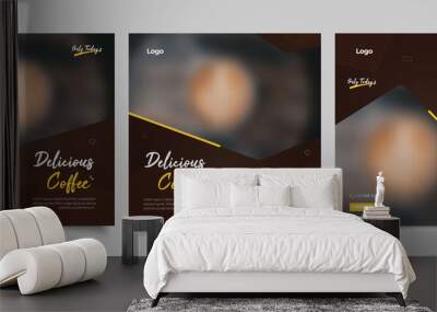 Coffee shop social media post template square banner Wall mural