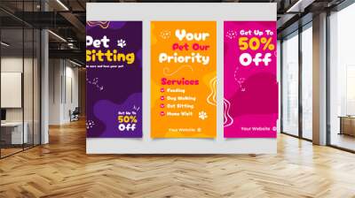 Set of Social media Story templates for pet shop, dog grooming and sale promotion. Wall mural