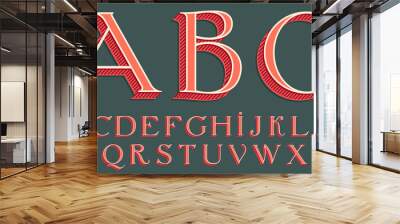 Alphabet in classic three-dimensional shadow style. Wall mural