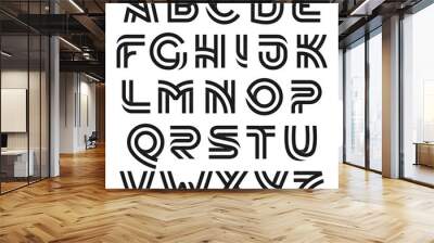 Alphabet letters formed by two parallel lines with noise texture. Wall mural