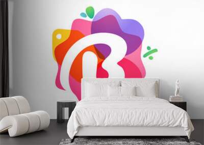 B letter logo with Sale icons. Overlapping watercolor negative space font. Wall mural