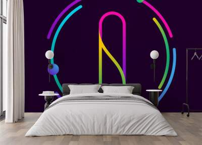 I letter with atoms orbits. Wall mural