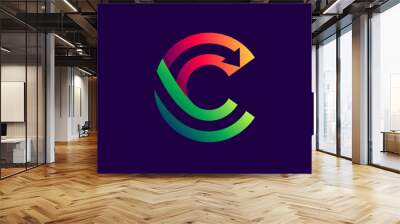 Letter C logo with arrow inside. Wall mural