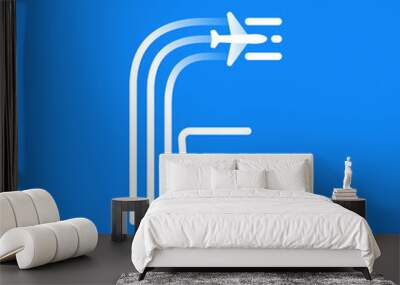 Letter F logo is made of three parallel lines with a plane icon. Wall mural