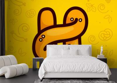 Letter H logo made of pretzel. Wall mural