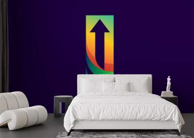 Letter I logo with arrow inside. Wall mural