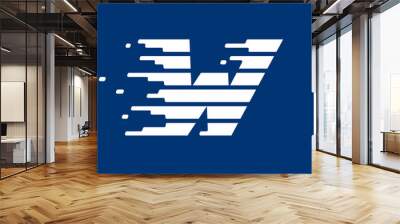 Letter W logo with fast speed lines. Wall mural