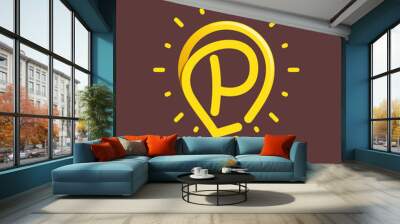 P letter with light bulb or idea icon. Wall mural