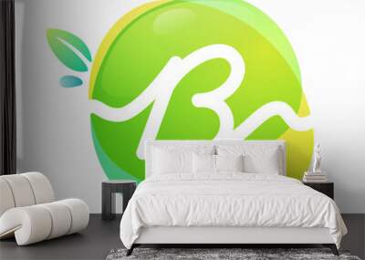 Vector green eco letter B logo. Wall mural