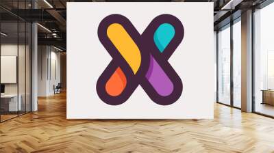 X letter colorful logo. Flat style design. Wall mural