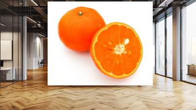 Orange cut in half on a white background. Wall mural