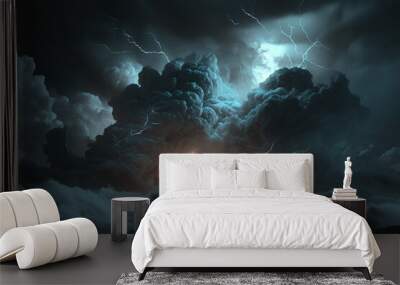 A very large cloud with a lot of lightning coming out of it, Generative AI Wall mural