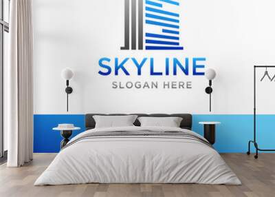 letter s skyline logo design vector illustration Wall mural