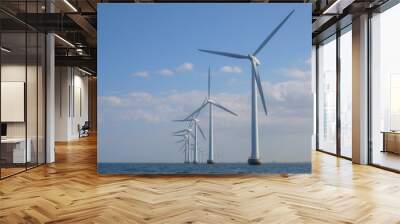 Windmills in Denmark Pride of Scandinavia Green Energy Windpower background with copy space for text or image Wall mural