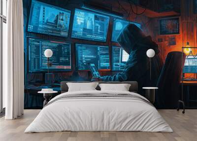 Artistic Depiction of a Cyber Hacker
 Wall mural