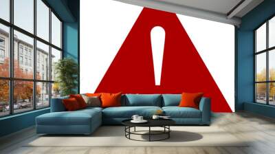 Red and White Triangular Warning or Attention Sign with Exclamation Mark Icon. Vector Image. Wall mural